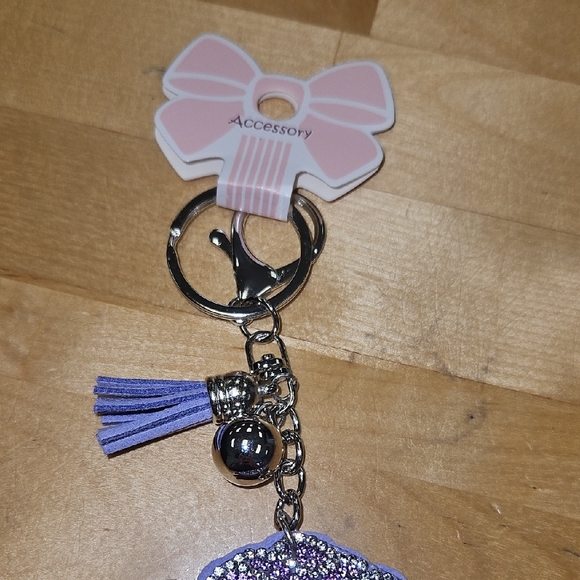 Sparkling Purple Rose Keychain - Picture 2 of 6
